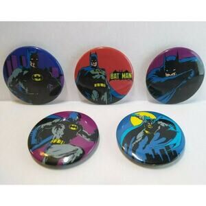 Batman Vintage Magnets Button Up Lot 5 Original 1980's Licensed Official Bat Man